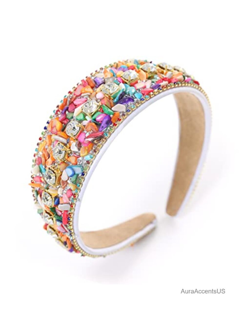 Rhinestone Headband Sparkle Diamond Crystal Padded Wide Hairband Glitter Hair
